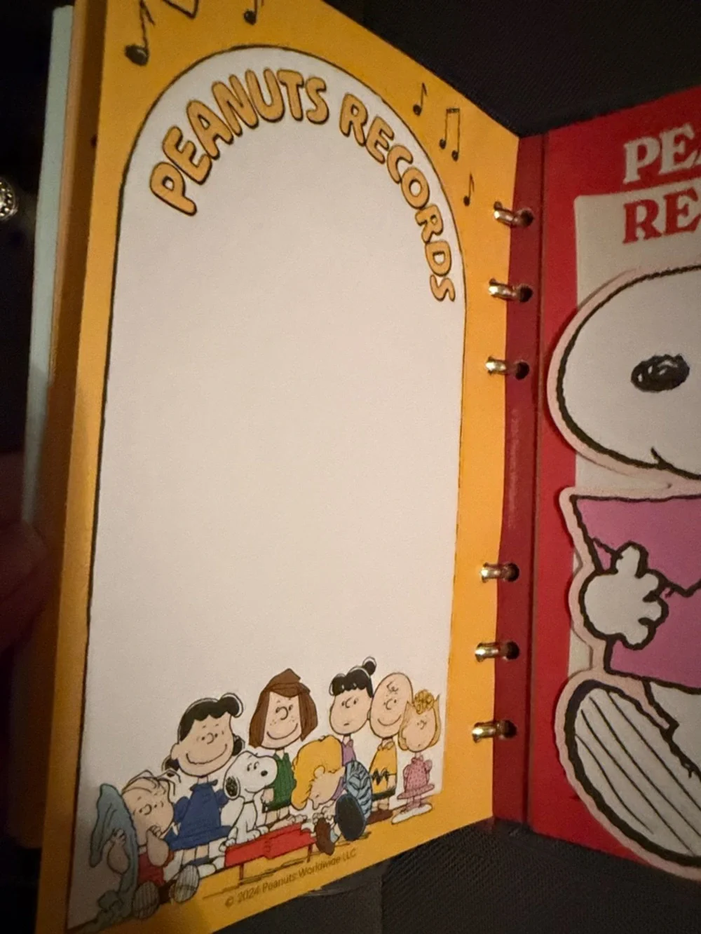 Peanuts Snoopy Clear Binder with Red Spine and Pink Cover